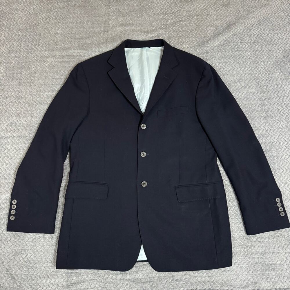 David Chu Men’s Sport Coat Suit 100% Wool Dark blue Size 42